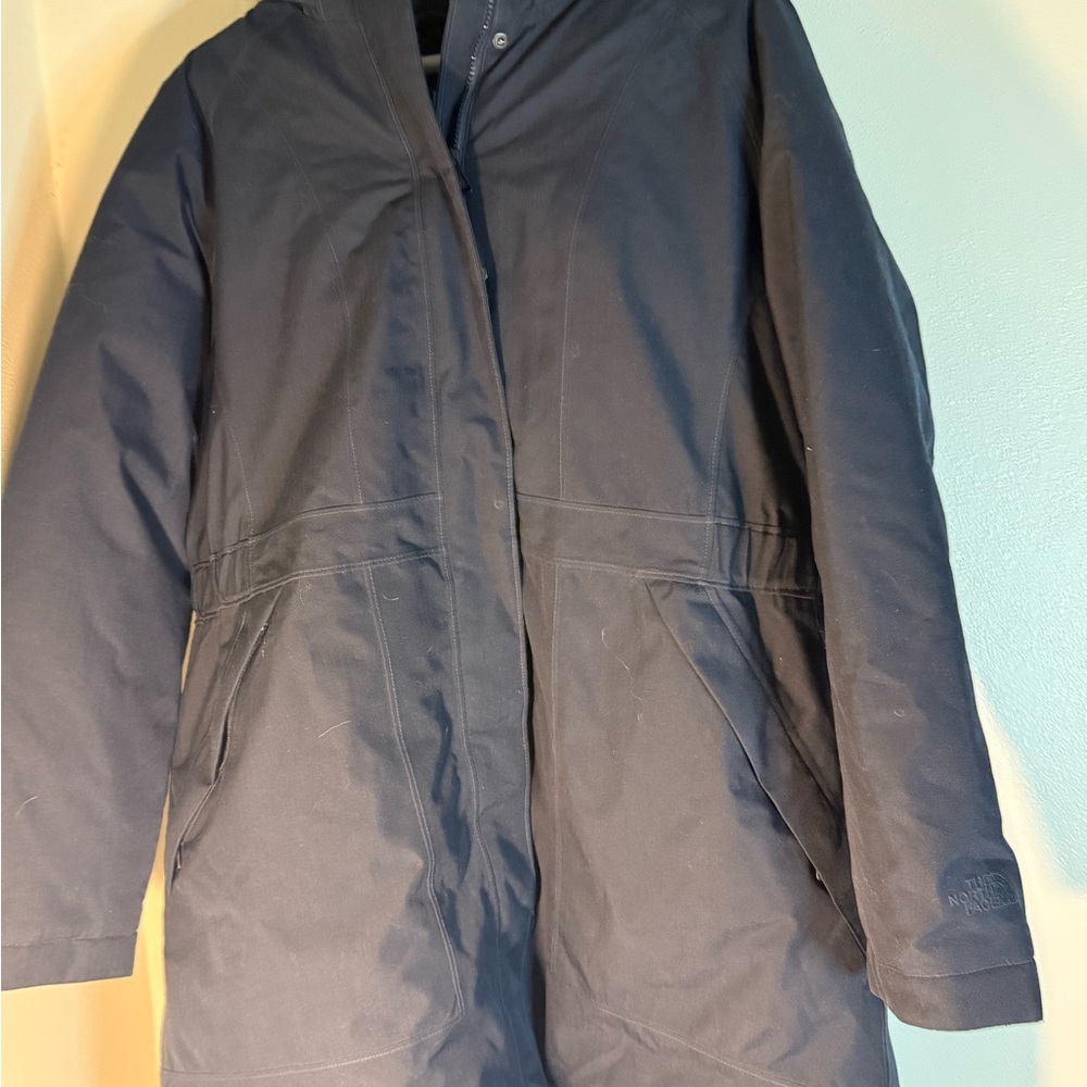 The North Face women’s down Navy hooded parka size xxl